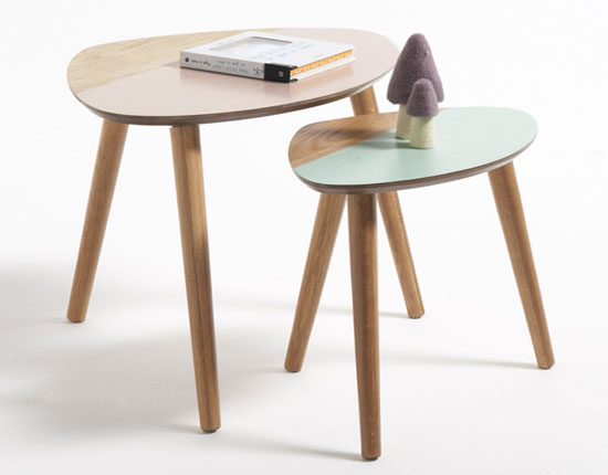 Midcentury interior: Clairoy two-tone tables at La Redoute