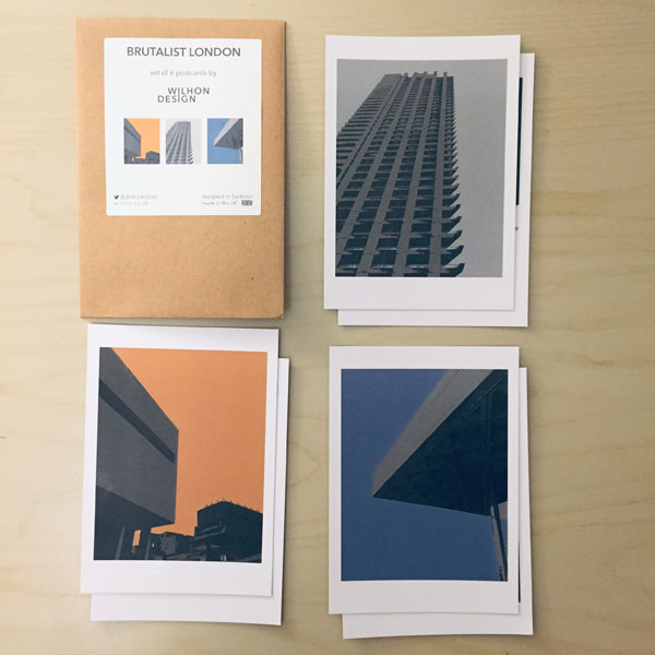 Brutalist London postcard set by Wilhon Design