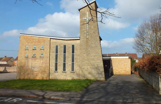 1970s modernist methodist church in Mangotsfield, Bristol, Avon